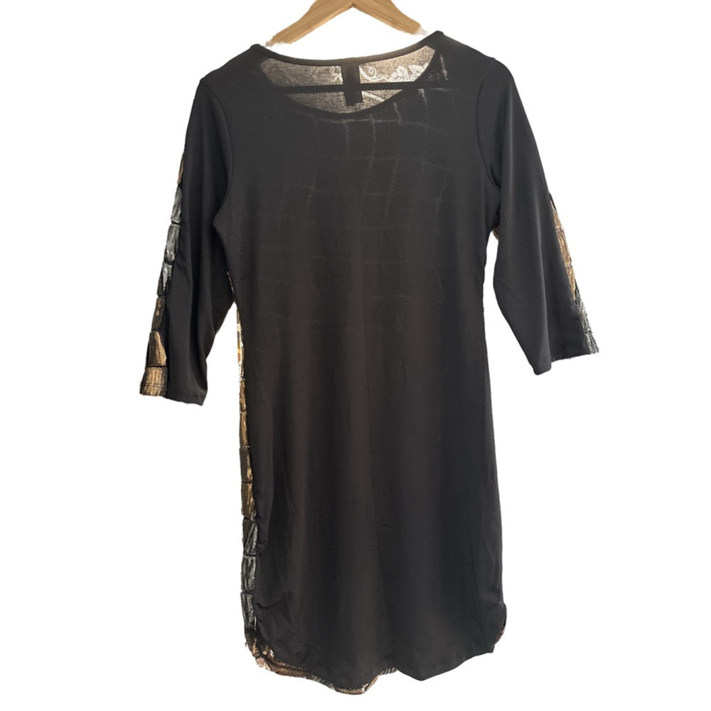 Women's J Uptown U.S.A. Dress Size L Black and Gold - Picture 2 of 5
